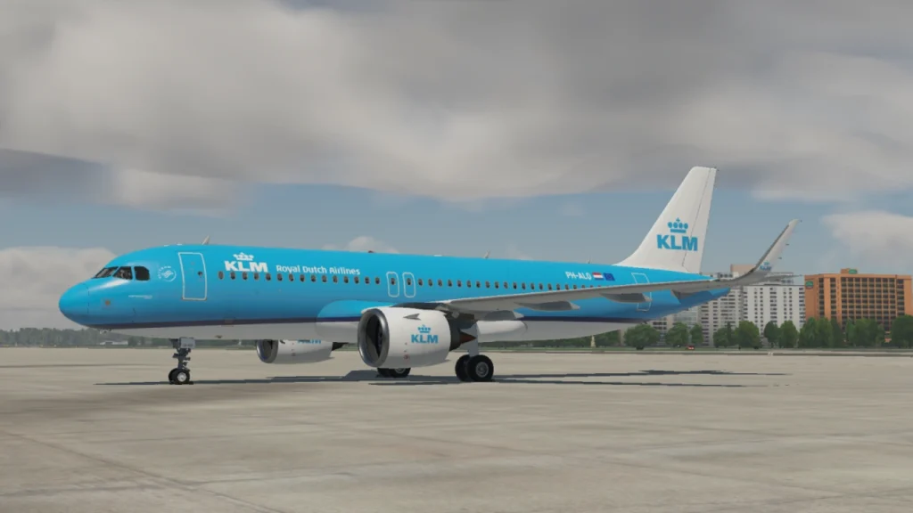 KLM plane flying across sky, top choice for Europe flights