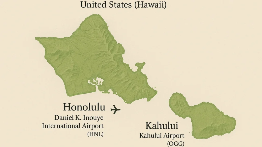 Map highlighting key hubs and routes of Hawaiian Airlines worldwide