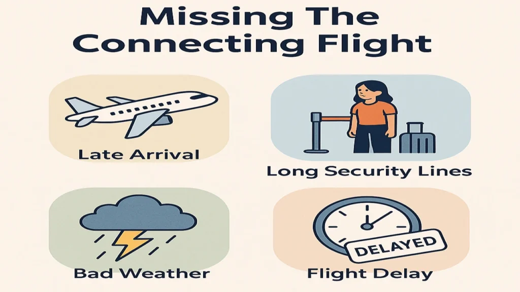Various reasons passengers miss their connecting flight at airport