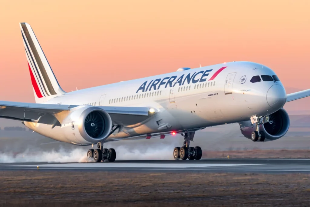 Air France plane shown, excellent airline choice for Europe-bound passengers